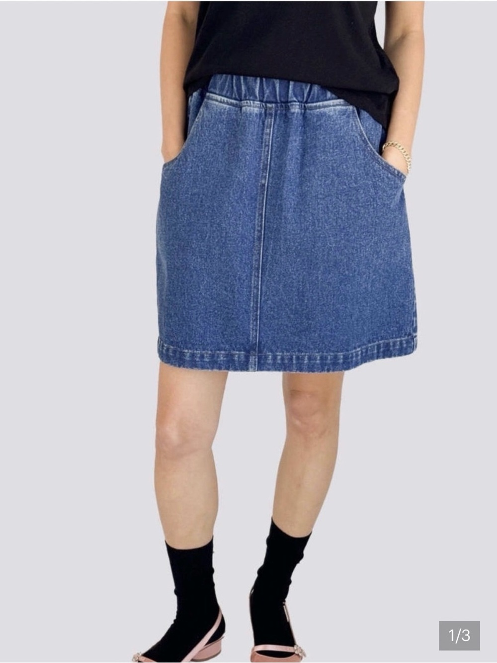 Le Bon Shoppe Casual Blue Denim Elastic-Waist Skirt - Women Small